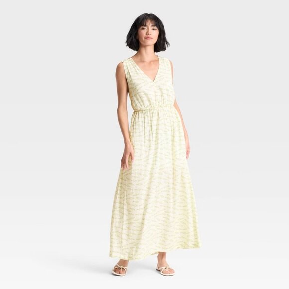 NEW Women's Maxi Open Back Sundress - A New Day™ Cream Print Small - Picture 1 of 7
